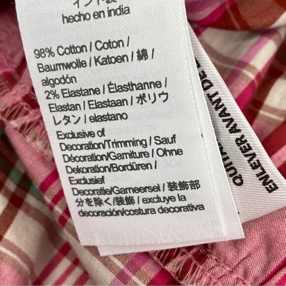 J. Crew Factory Plaid Ruffle Trim Tiered Shift Dress Pink 6 - Picture 11 of 14